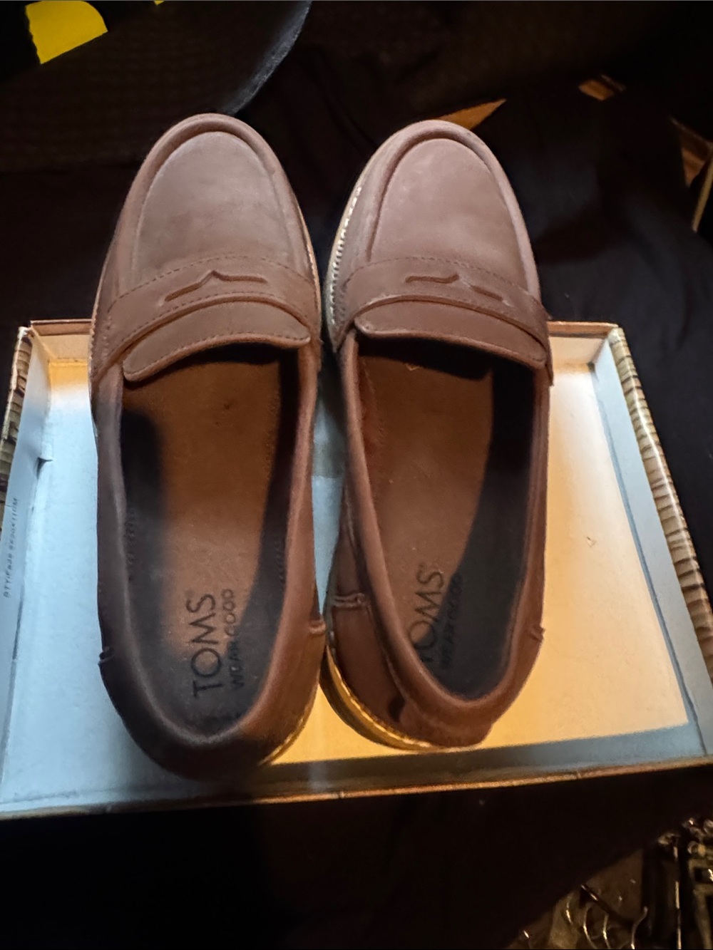 TOMS Men’s Brown Suede Penny Loafers
